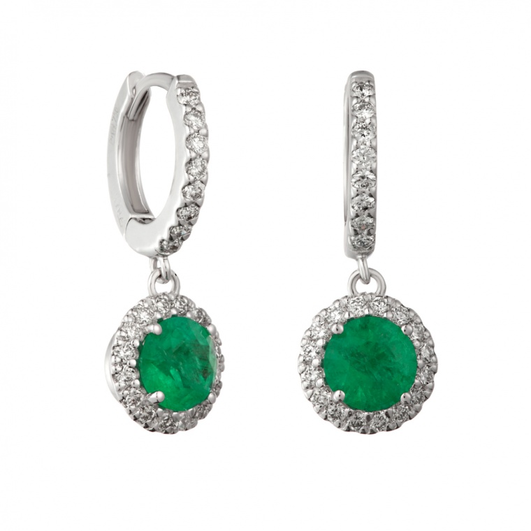 Emerald and Diamonds White Gold Earring "Duchess".