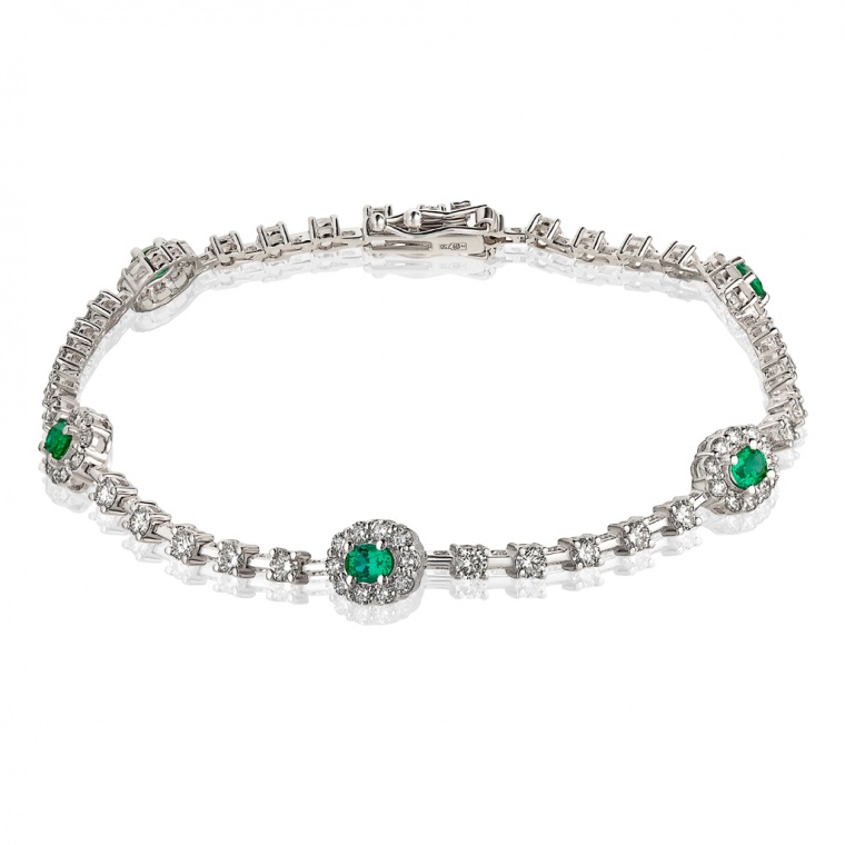 Emerald and Diamond White Gold Bracelet.